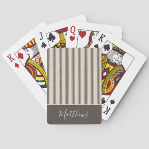 Modern Farmhouse Style Personalized Ticking  Poker Cards