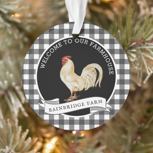 Modern Farmhouse Style Rooster Family Name  Cerami Ornament