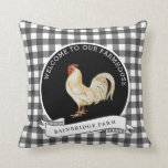 Modern Farmhouse Style Rooster Family Name  Throw Pillow<br><div class="desc">Modern Farmhouse Style Rooster Family Name Throw Pillow with "Welcome to our Farmhouse" and your family name! - Our fresh farmhouse throw pillow features a country rooster with a vintage style banner and vintage style text, surrounded by black and white buffalo plaid. Adorable! Perfect to throw on your favorite chair...</div>