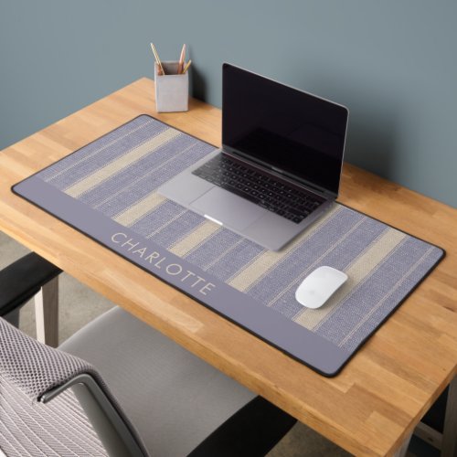 Modern Farmhouse Ticking Burgundy Personalized  Desk Mat