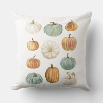 Modern Farmhouse Watercolor Fall Pumpkin Pillow by GIFTSBYHEATHERMYERS at Zazzle