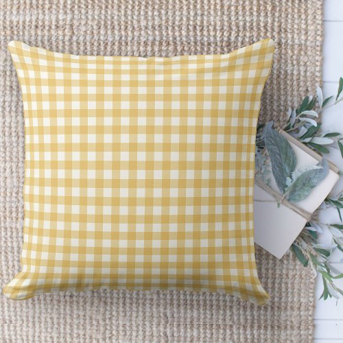 Modern Farmhouse Yellow  White Gingham Nursery Throw Pillow