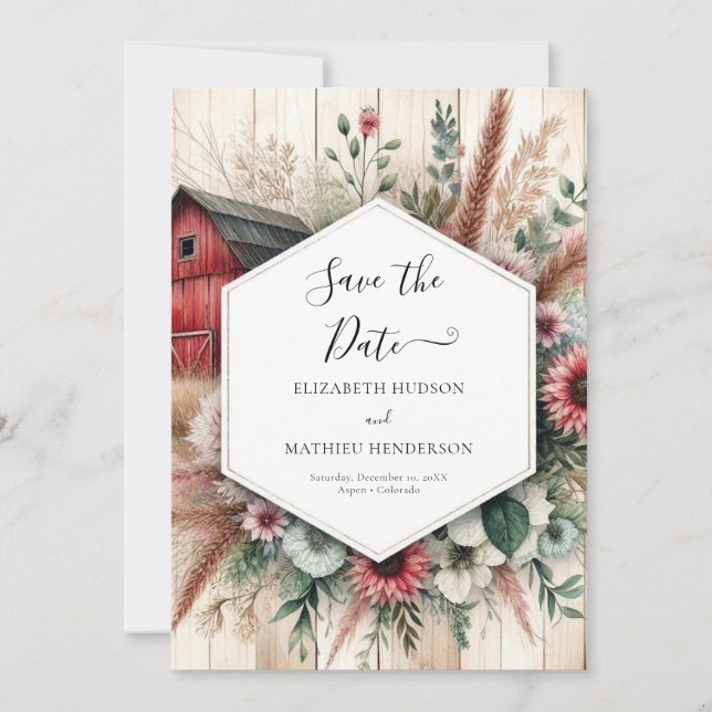 Modern Farmyard Barnyard Wedding Save The Date (Front)