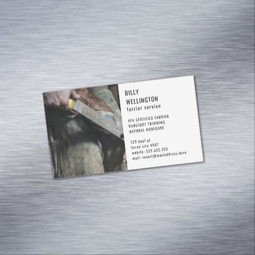 Modern Farrier Hoof Trimming Horseshoeing  Business Card Magnet