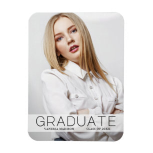 Modern Fashion 1 Photo Graduate Announcement Magnet