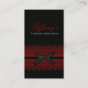 modern fashion beauty Red Lace Black bow Business Card