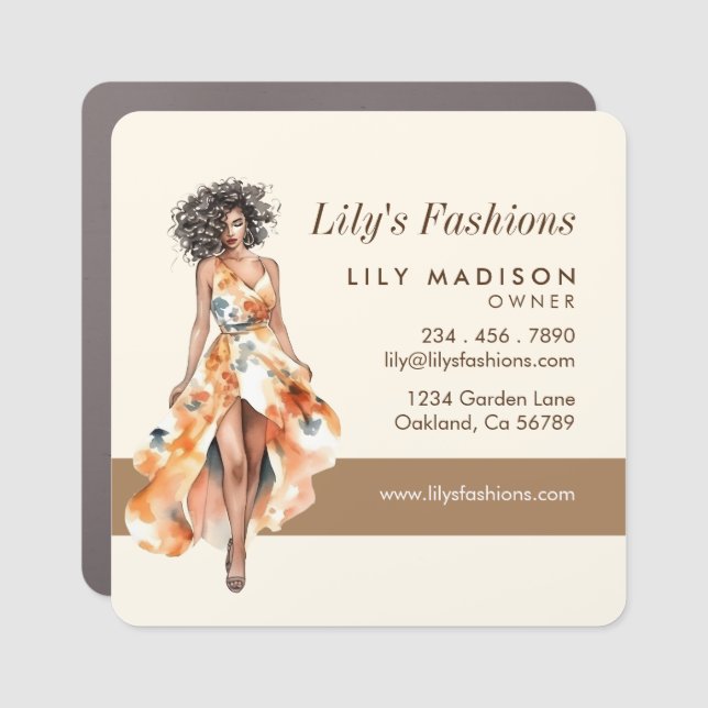 Modern Fashion Boutique Professional Business Card Car Magnet (Front)