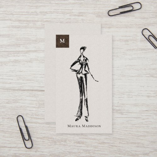 Modern Fashion Designer Model Sketch Business Card