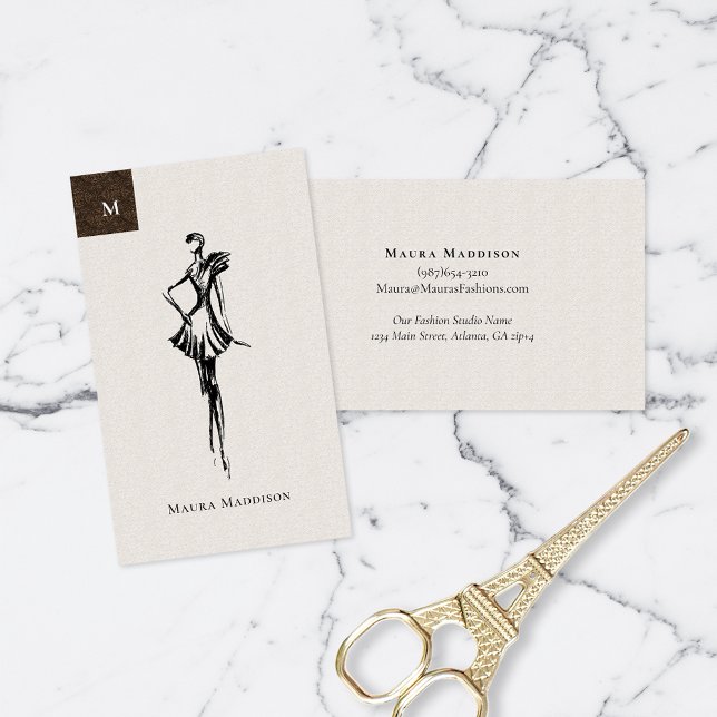 Modern Fashion Designer Summer Model Sketch Business Card (Creator Uploaded)