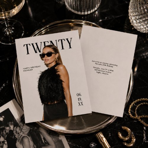 Modern Fashion Editorial Birthday Invitation