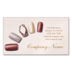 modern fashion girly beauty salon nail artist magnetic business card