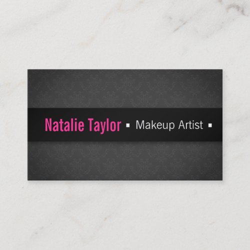 Modern, Fashion, Glamour, Damask, Makeup Artist Business Card