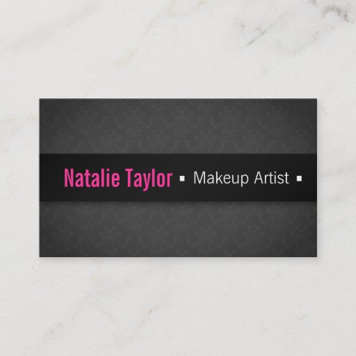 Customizable Modern, Fashion, Glamour, Damask, Makeup Artist Business Card