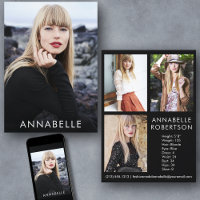 Modern Fashion Modeling 4 Photo Model Comp Card