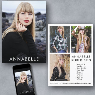 Modern Fashion Modeling 4 Photos Model Comp Card