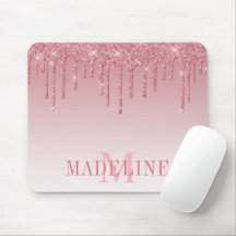 Modern Fashionable Dusty Pink Glitter Monogram
