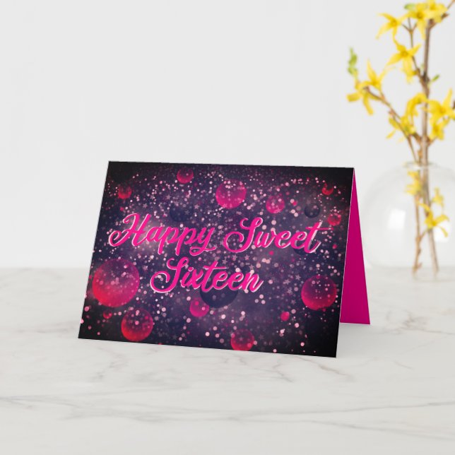 Modern Fashionable Happy Sweet Sixteen 16 Birthday Card (Yellow Flower)