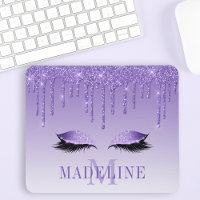 Modern Fashionable Purple Glitter Lashes Monogram