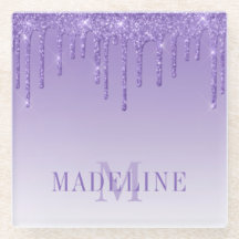 Modern Fashionable Purple Glitter Monogram