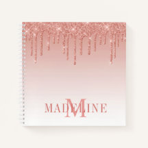 Modern Fashionable Rose Gold Glitter Monogram