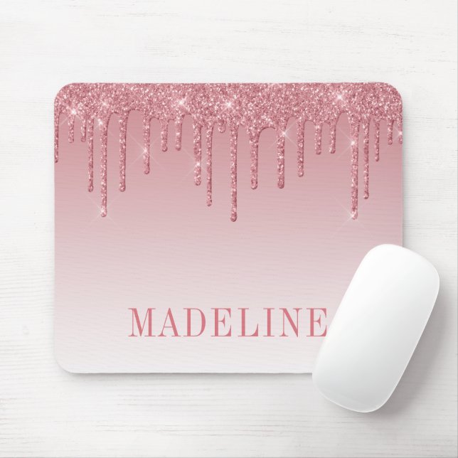 Modern Fashionable Trendy Dusty Pink Glitter Mouse Pad (With Mouse)