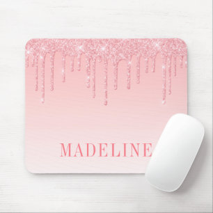 Modern Fashionable Trendy Pink Blush Glitter Mouse Pad