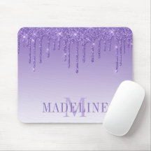 Modern Fashionable Trendy Purple Glitter Monogram