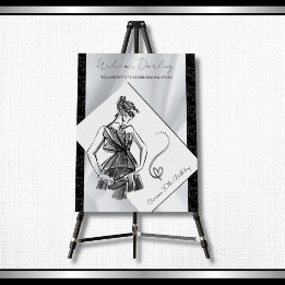 Modern Fashionably Thirty Black White Welcome Sign