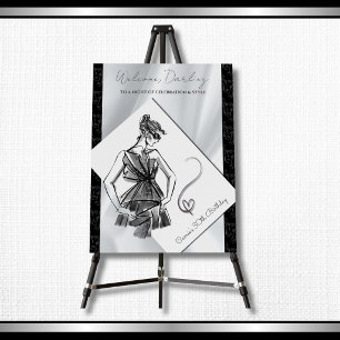 Modern Fashionably Thirty Black White Welcome Sign