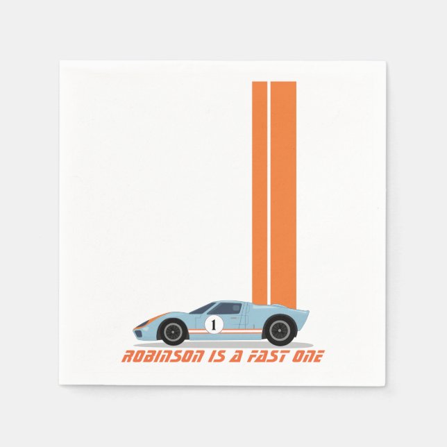 Modern Fast One Car Boy First Birthday Napkins (Front)