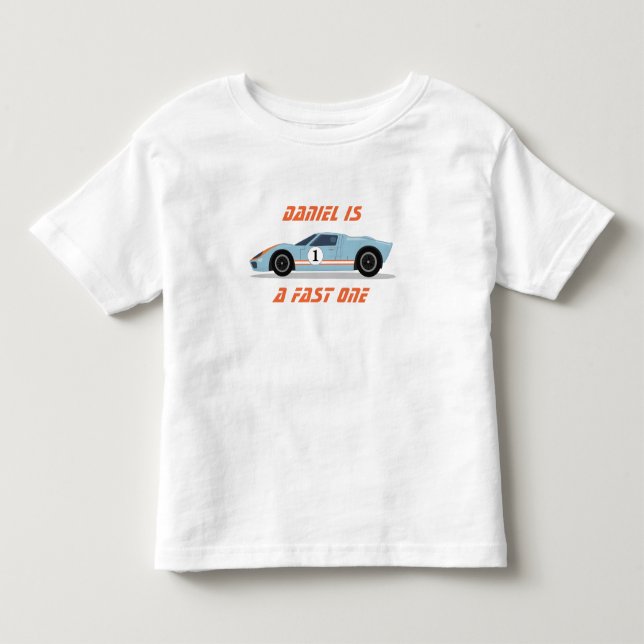 Modern Fast One Race Car Boy 1st Birthday Toddler T-shirt (Front)