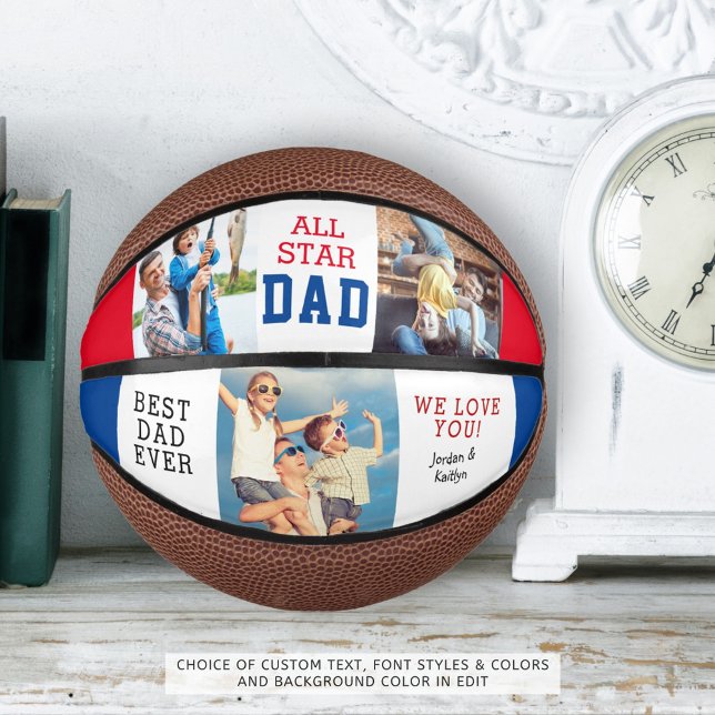Modern Father ALL STAR DAD 3 Photo Collage Mini Basketball (Creator Uploaded)