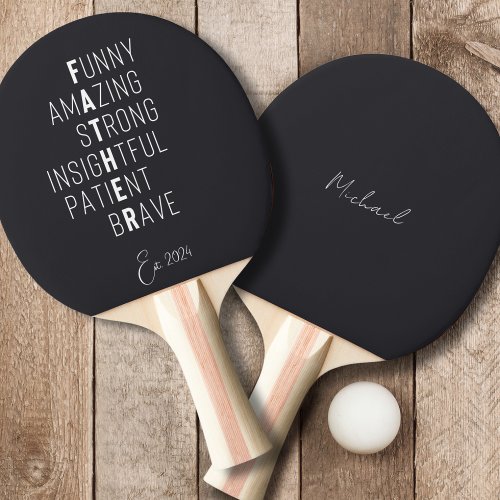 Modern father crossword dad black custom name ping pong paddle
