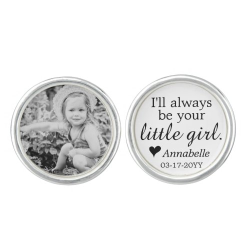 Modern Father of the Bride Always Your Girl Photo Cufflinks