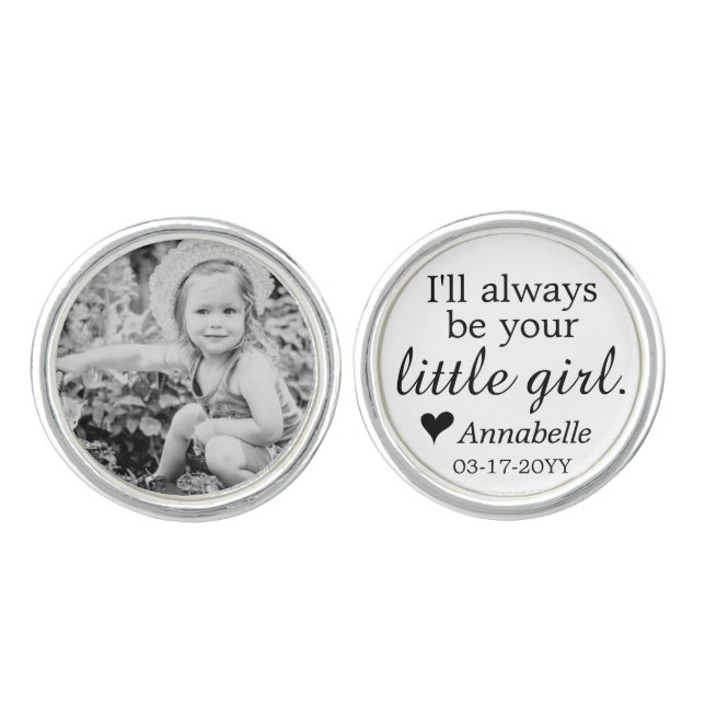 Modern Father of the Bride Always Your Girl Photo Cufflinks (Front)