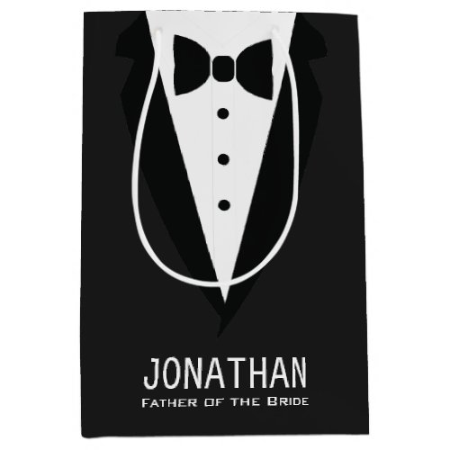 Modern Father of the Bride Wedding Tuxedo Medium Gift Bag