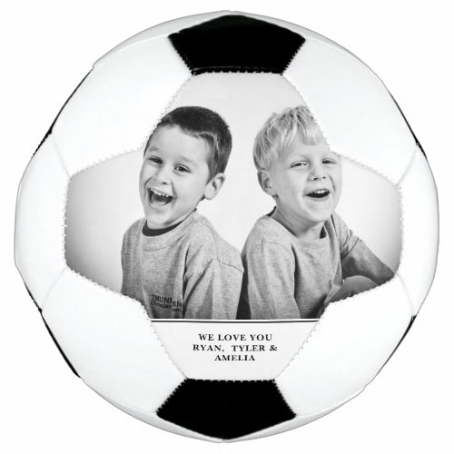 Modern Father`s day Custom Photo Soccer Ball - Modern Father`s day Custom Photo Soccer Ball. Photo soccer ball with a love message and names. Personalize it with your photo and names. A perfect gift for a dad or a new dad on a father`s day, Christmas or a birthday gift.