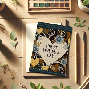 Modern Father’s Day Masculine Floral Heart Card