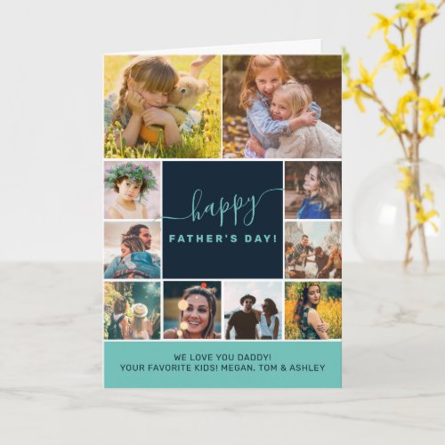 Modern fathers day 11 photo collage grid template