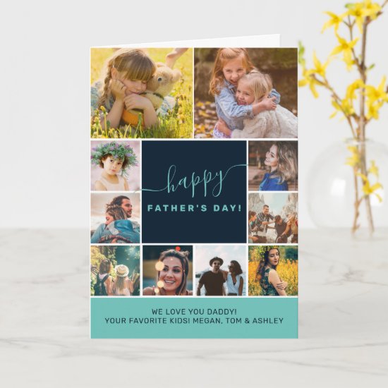 Modern fathers day 11 photo collage grid template