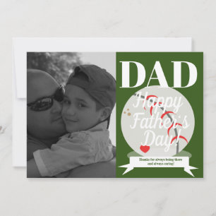 Modern Fathers Day Baseball and Heart Card