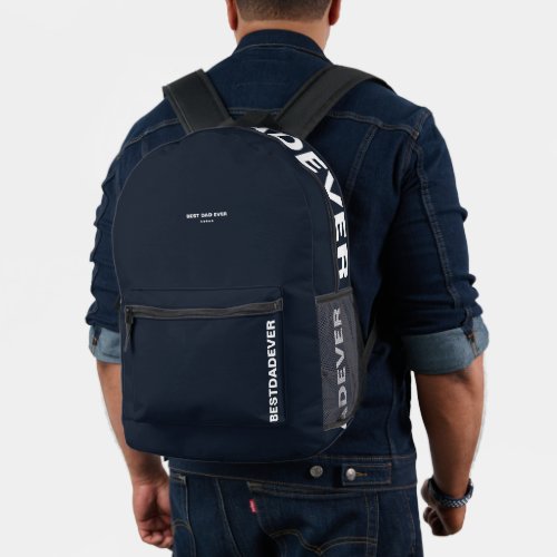 Modern Fathers Day Birthday Dad Dark Navy Blue Printed Backpack