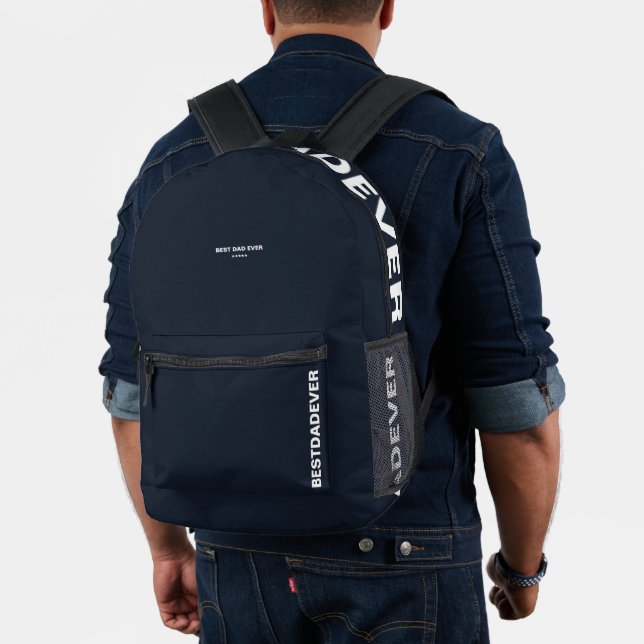 Modern Father's Day Birthday Dad Dark Navy Blue Printed Backpack (Insitu (Model))