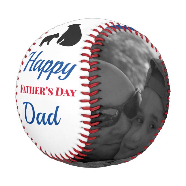 Modern Fathers Day Dad Photo Bear Baseball (Angled)