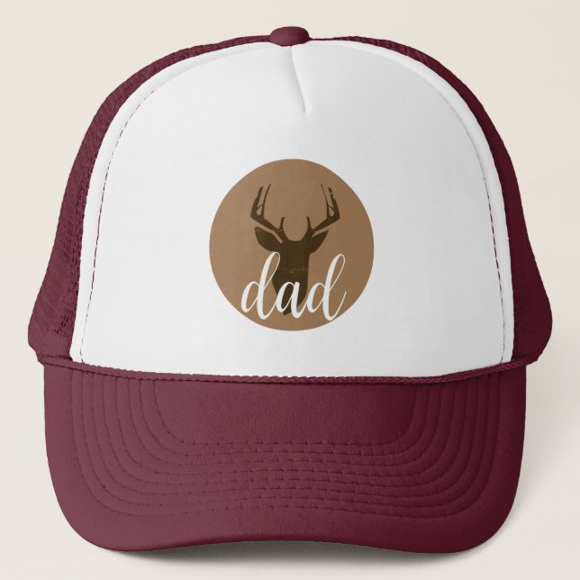 Modern Fathers Day Deer Dad Trucker Hat (Front)