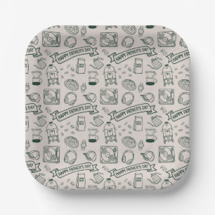 Modern Father's Day Doodle Pattern Millennial Dad Paper Plates