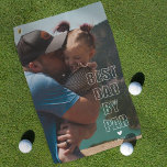 Modern Fathers Day Gift Photo Golf Towel<br><div class="desc">Modern father's day golf towel featuring a photo for you to change to your own,  the cute saying "best dad by par" in a bold white outline typographic font,  a heart,  and the childrens names.</div>