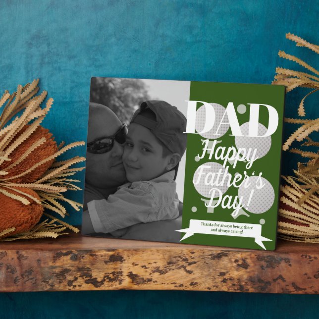 Modern Fathers Day Golf and Tee Photo Plaque (Side)
