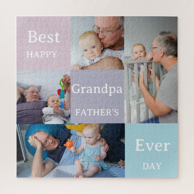 Modern Father's Day Grandpa Photo Collage  Jigsaw Puzzle (Vertical)