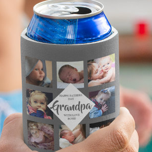 Modern Fathers Day Photo Collage Can Cooler